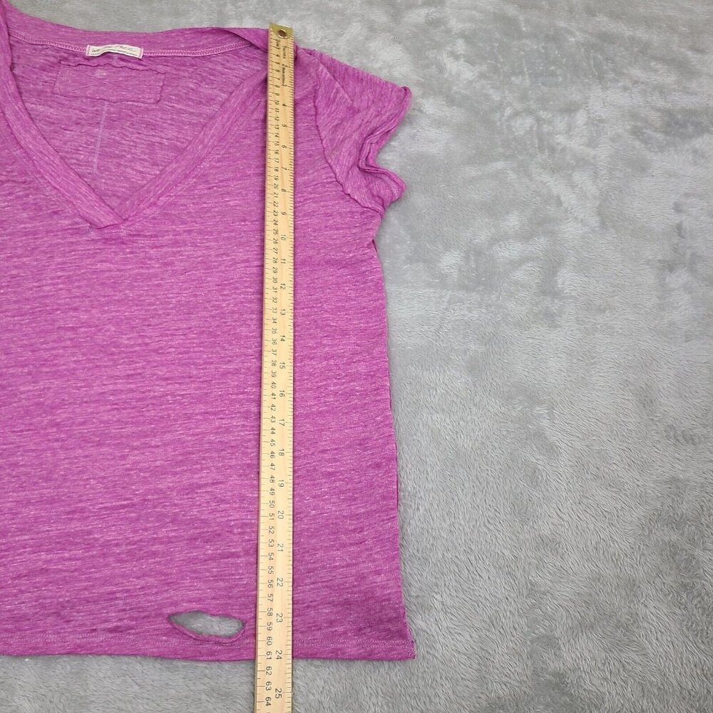We the‎ Free Sundance Slouchy T-Shirt Azalea Pink Distressed V-Neck, Size M - Picture 6 of 6